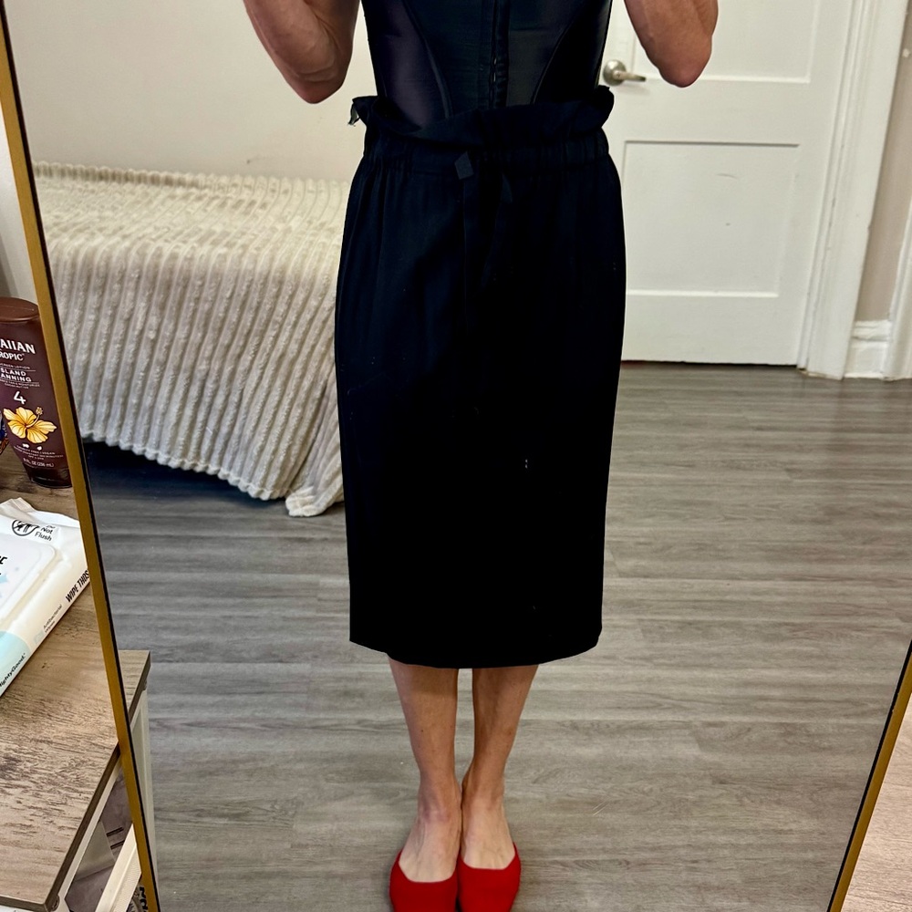 Federica Tosi Paperbag Waist Midi Skirt Italian Wool Blend Size 40 (US 4-6)